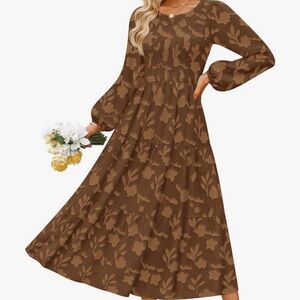 Brown Midi Boho Dress